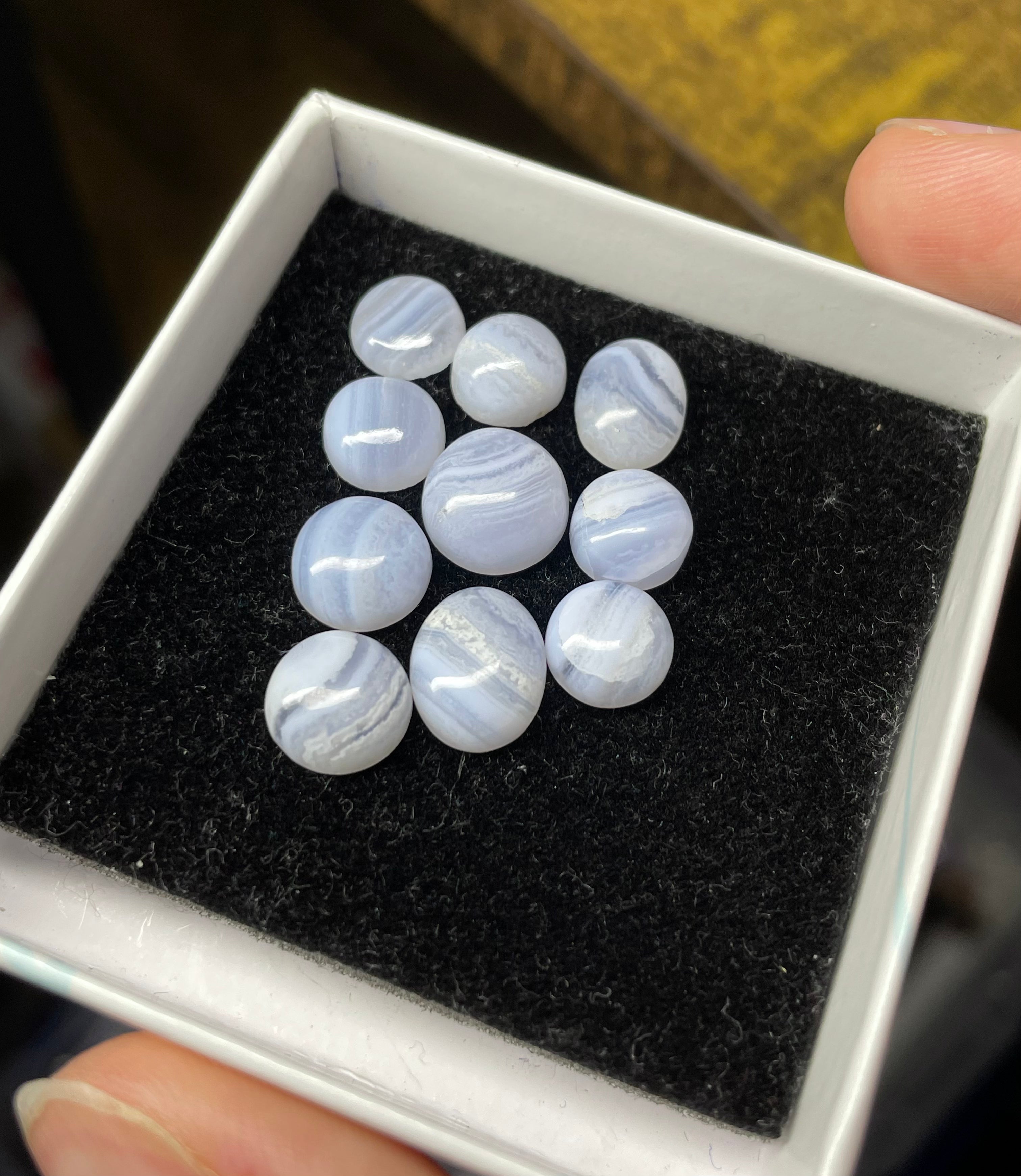 10 x Random Mini Blue Lace Agate Cabochon Box
