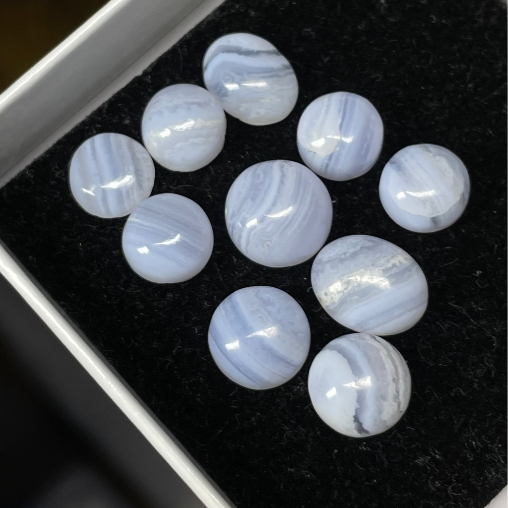 10 x Random Mini Blue Lace Agate Cabochon Box